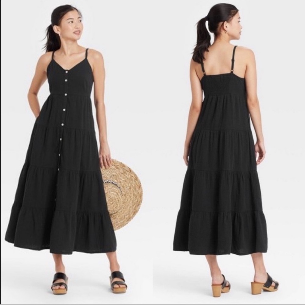 Universal Thread Black Button-down Maxi Dress